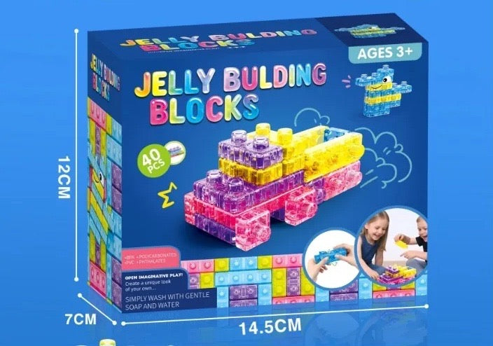 Jelly Building Blocks: Sensory Building Soft Toy Blocks (40-Pieces)
