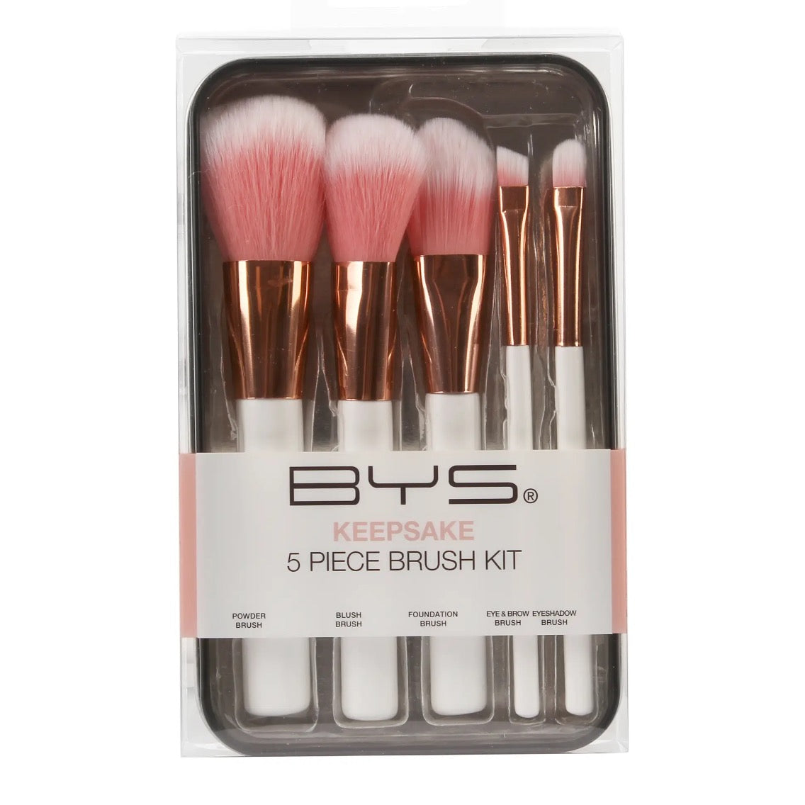 BYS Makeup Brushes in Keepsake Tin White & Rose Gold