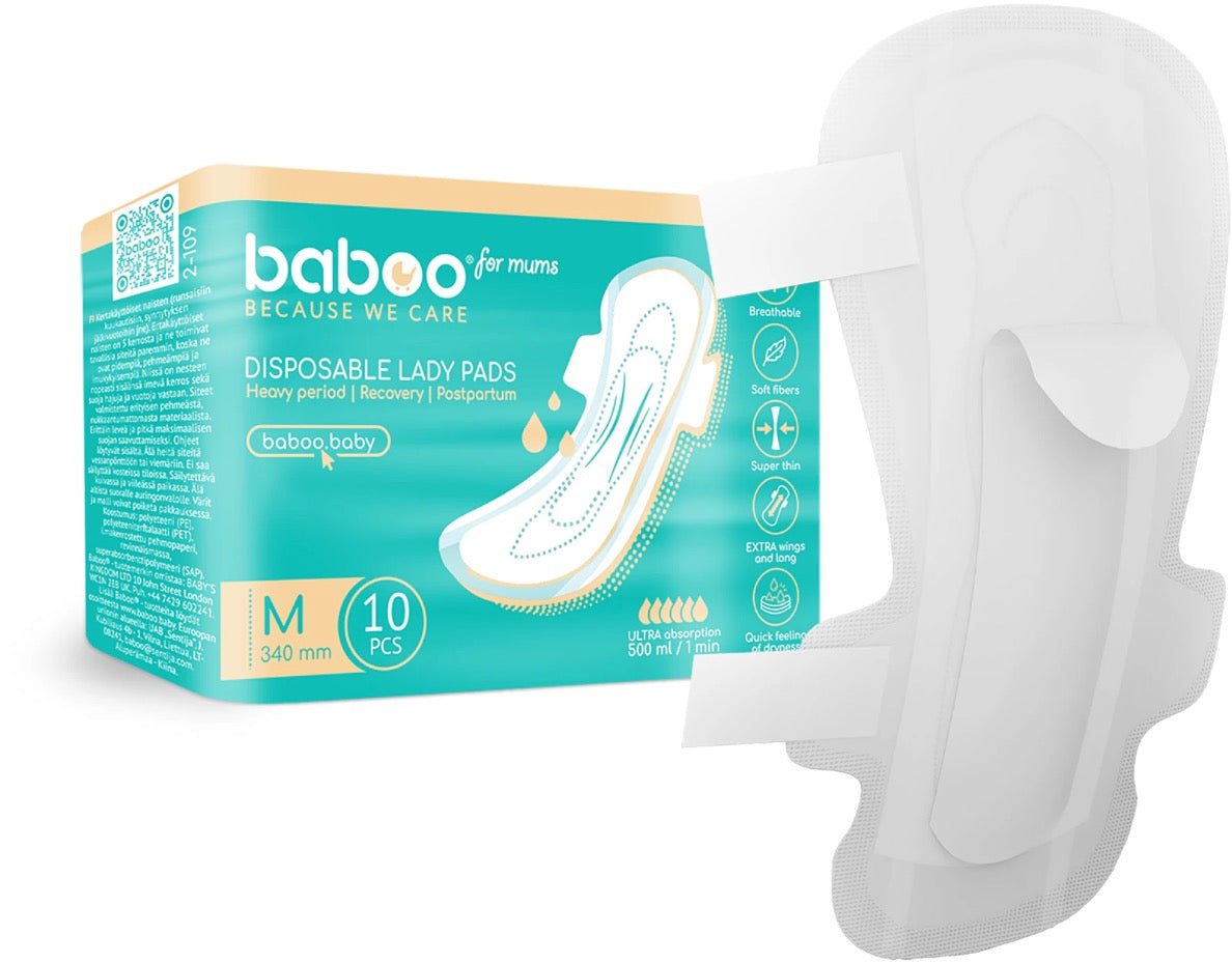 Baboo Postpartum Maternity Pads – Medium (10 pcs)