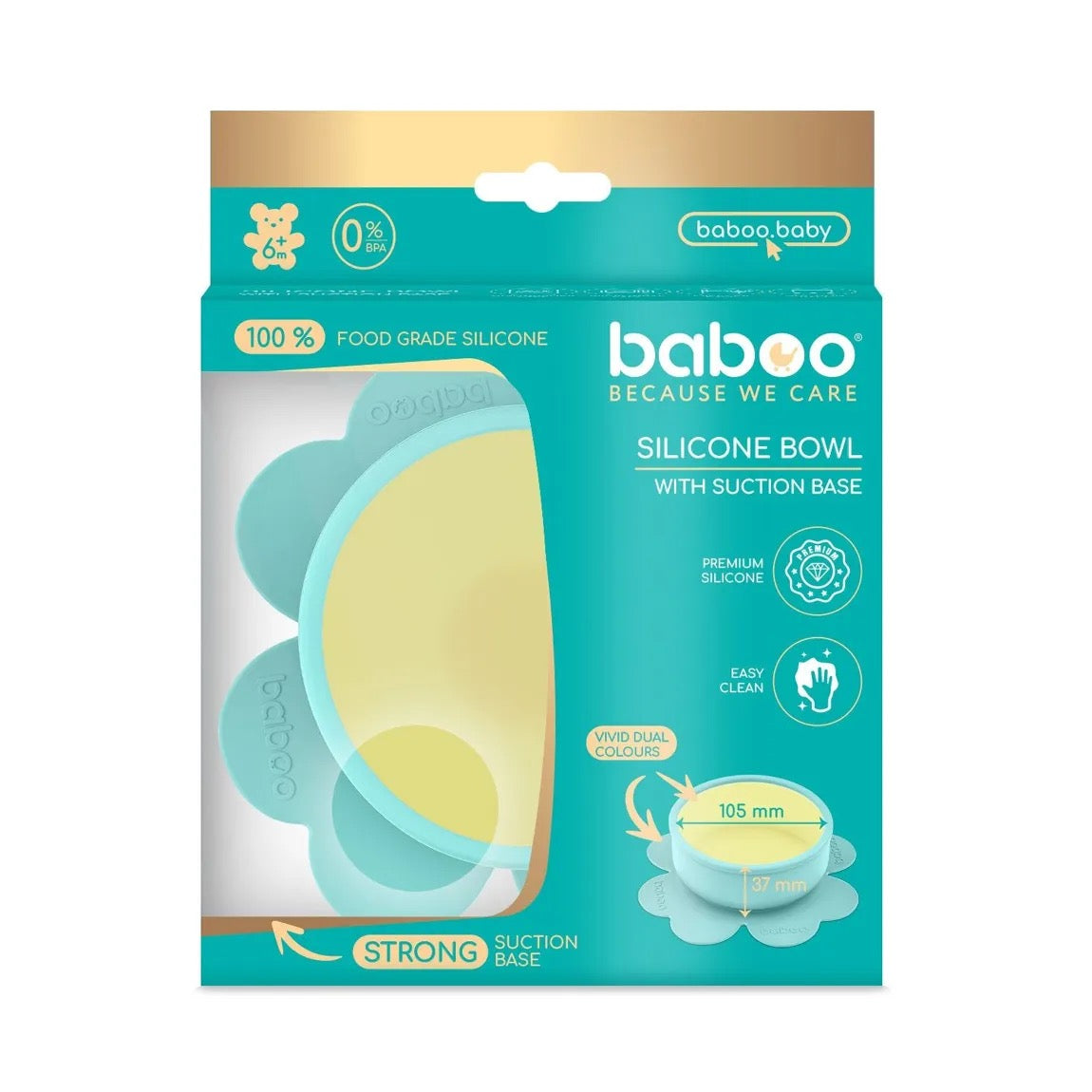 Baboo Silicone Bowl with Suction Base, Lagoon Fiesta