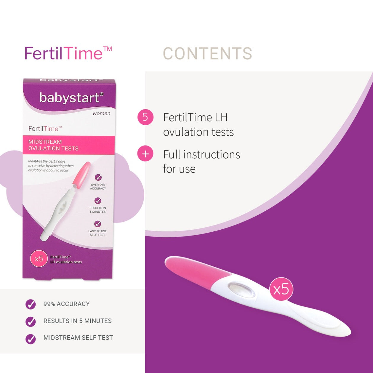 BabyStart FertilTime Ovulation Tests (x5 Tests)