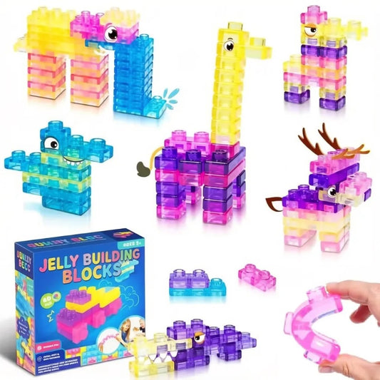 Jelly Building Blocks: Sensory Building Soft Toy Blocks (40-Pieces)
