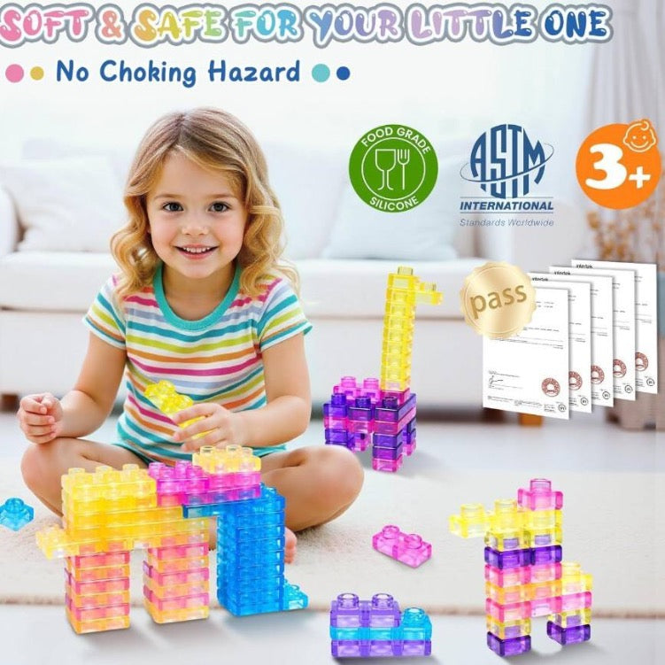 Jelly Building Blocks: Sensory Building Soft Toy Blocks (40-Pieces)