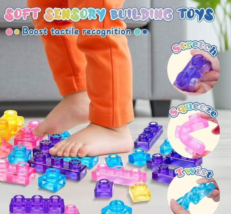 Jelly Building Blocks: Sensory Building Soft Toy Blocks (40-Pieces)