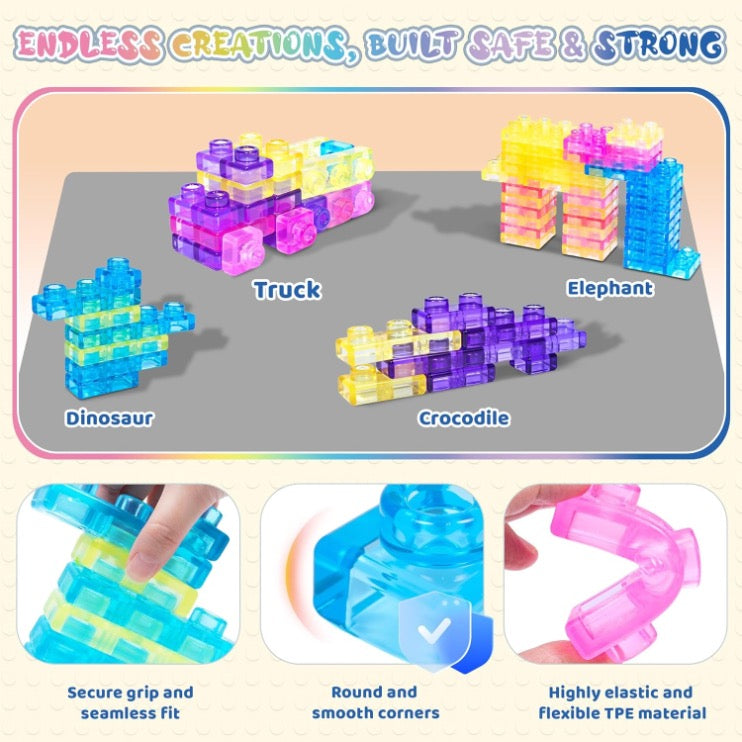 Jelly Building Blocks: Sensory Building Soft Toy Blocks (40-Pieces)