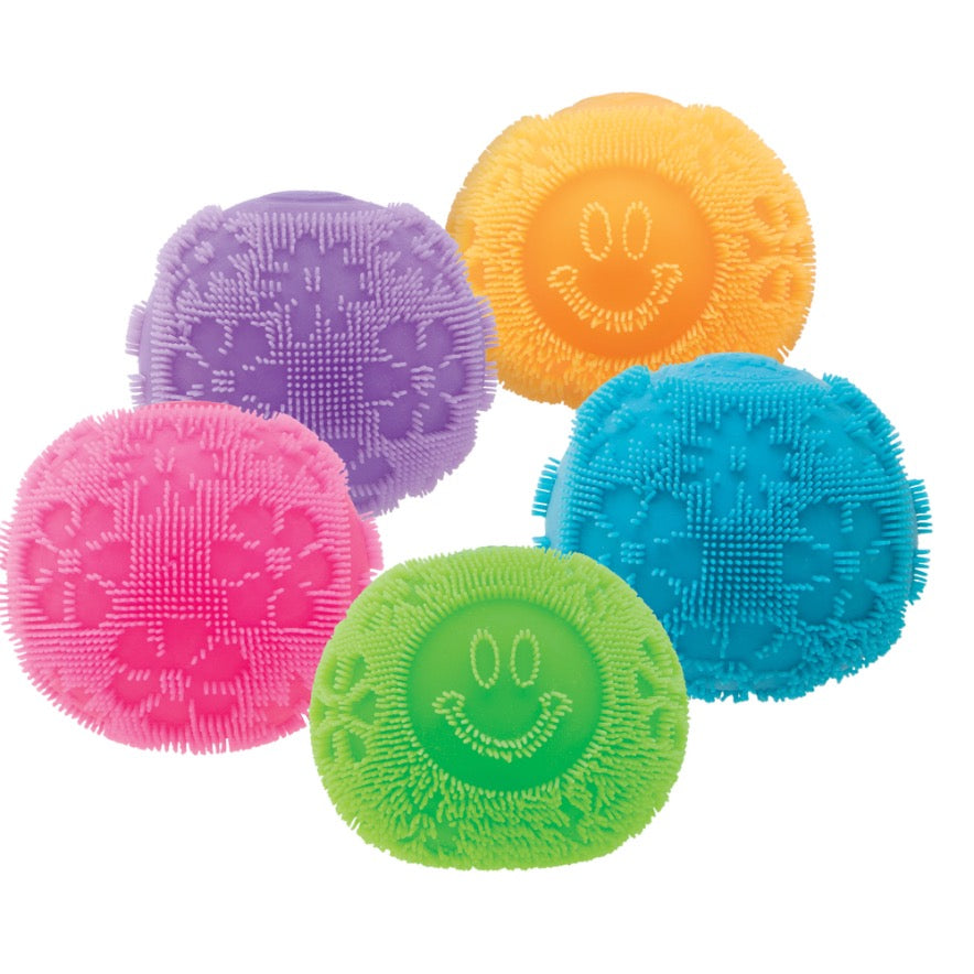 Fuzz Ball Flowers Smiley Squishy Toy