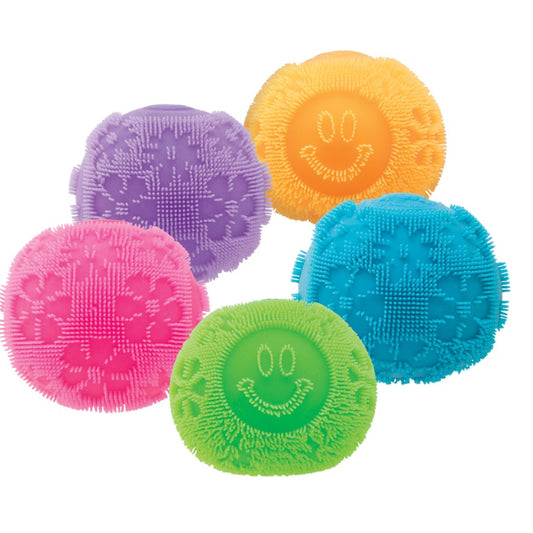 Fuzz Ball Flowers Smiley Squishy Toy