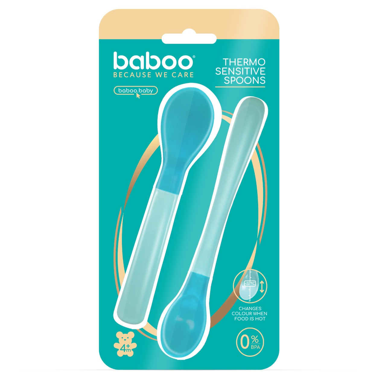 Baboo Thermo Sensitive Spoons (2 pcs), Lagoon Fiesta