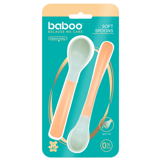 Baboo Soft Spoons (2 pcs), Peachy Keen