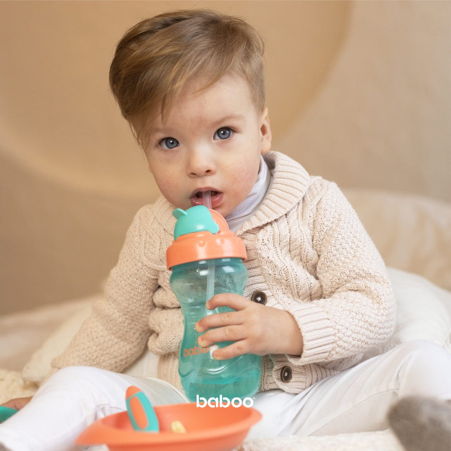 Baboo Cup with Flip Silicone Straw – 9m+, Green (360ml)