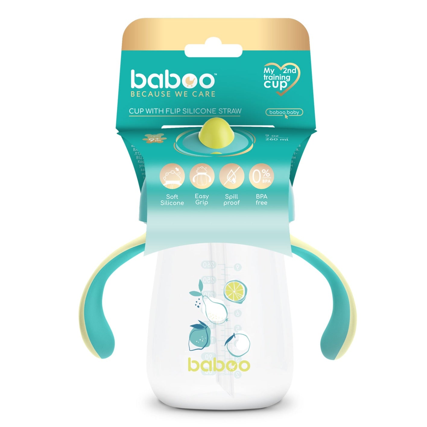 Baboo Cup with Silicone Straw – 9m+, Lagoon Fiesta (260ml)