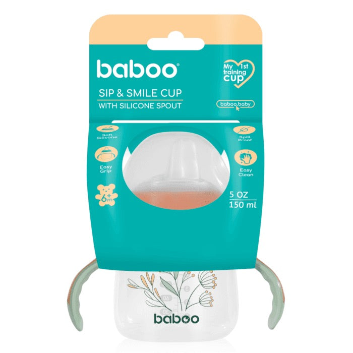Baboo Cup with Silicone Spout – 6m+, Peachy Keen (150ml)