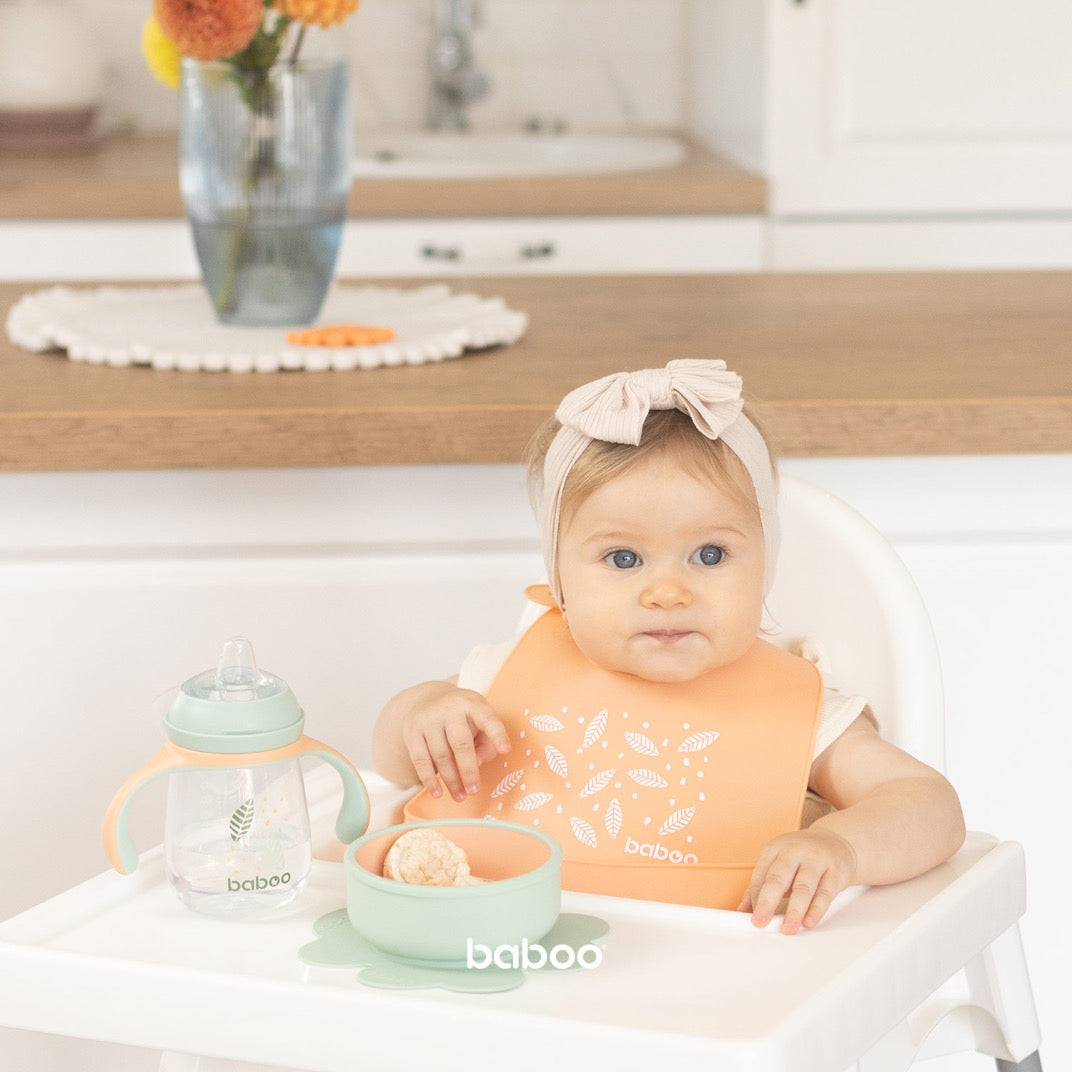 Baboo Silicone Bowl with Suction Base, Peachy Keen