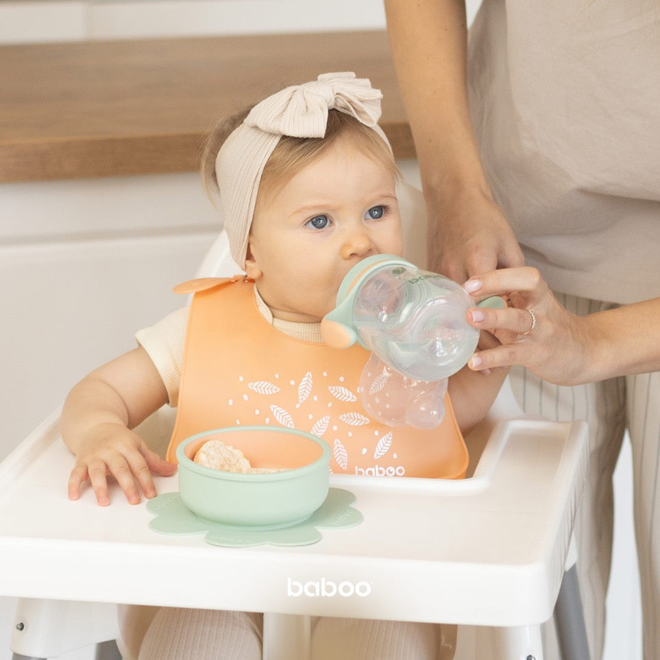Baboo Silicone Bowl with Suction Base, Peachy Keen