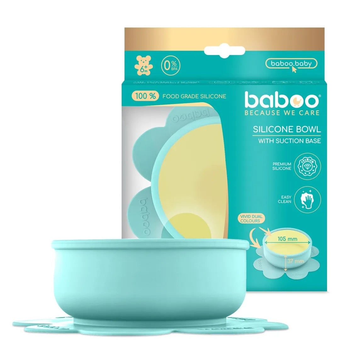 Baboo Silicone Bowl with Suction Base, Lagoon Fiesta