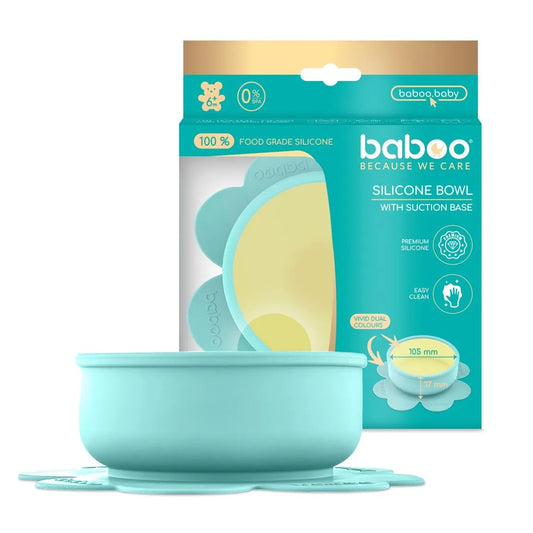 Baboo Silicone Bowl with Suction Base, Lagoon Fiesta