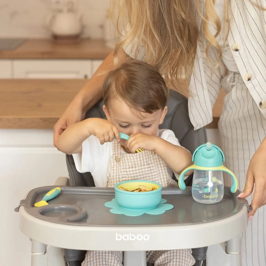 Baboo Silicone Bowl with Suction Base, Lagoon Fiesta