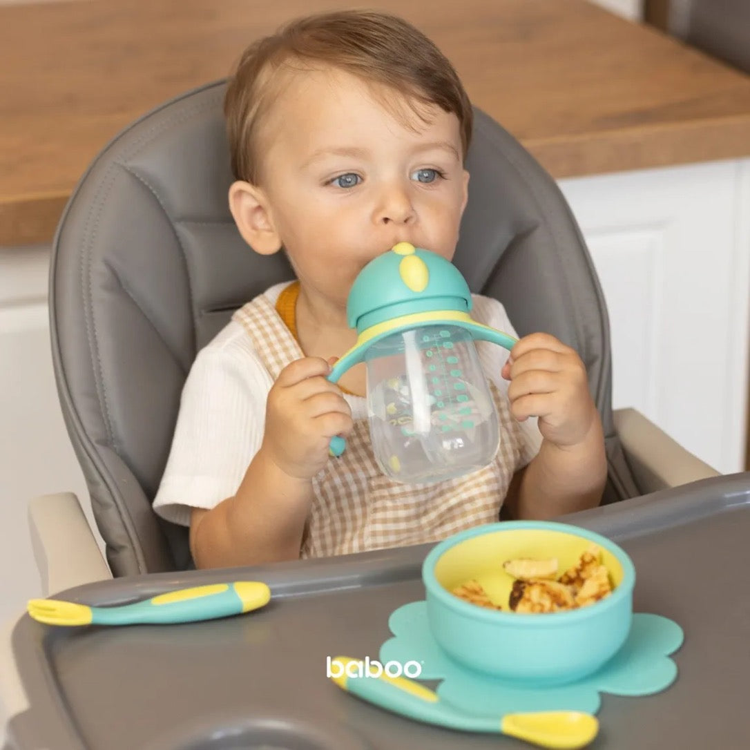Baboo Silicone Bowl with Suction Base, Lagoon Fiesta