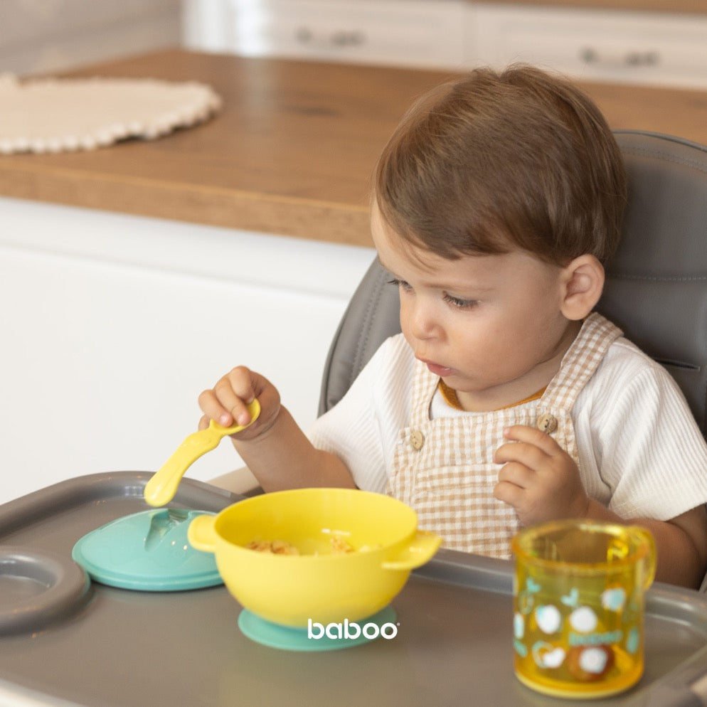 Baboo Travel Bowl with Suction Base, Cover & Spoon, Lagoon Fiesta