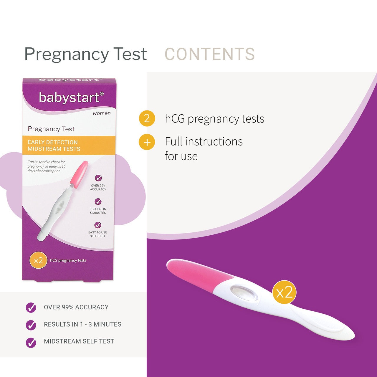 BabyStart Early Detection Pregnancy Tests (x2 Tests)