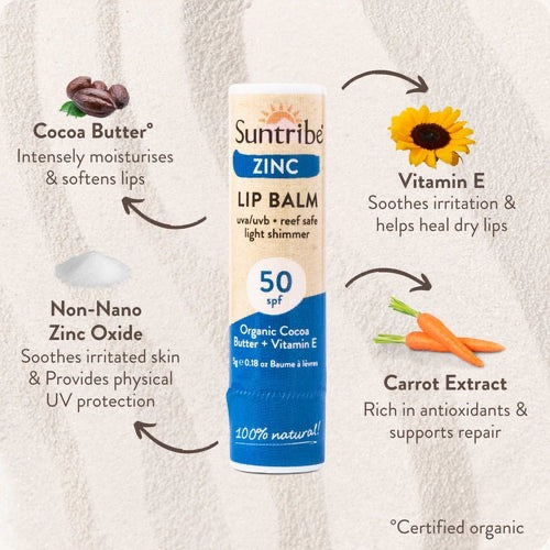 Suntribe Organic Mineral Zinc Lip Balm SPF 50 (5g)