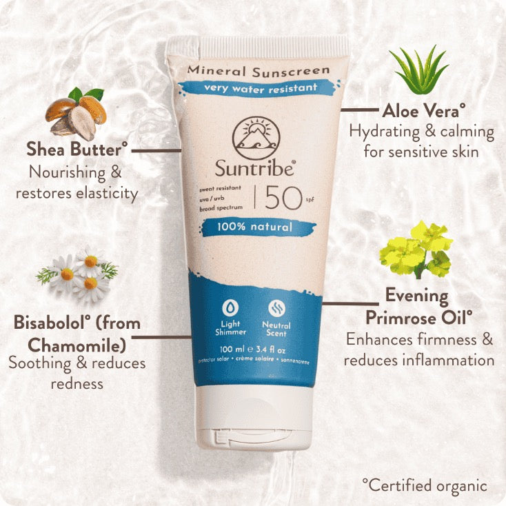 Suntribe Active Organic Mineral Sunscreen SPF 50 (100ml)