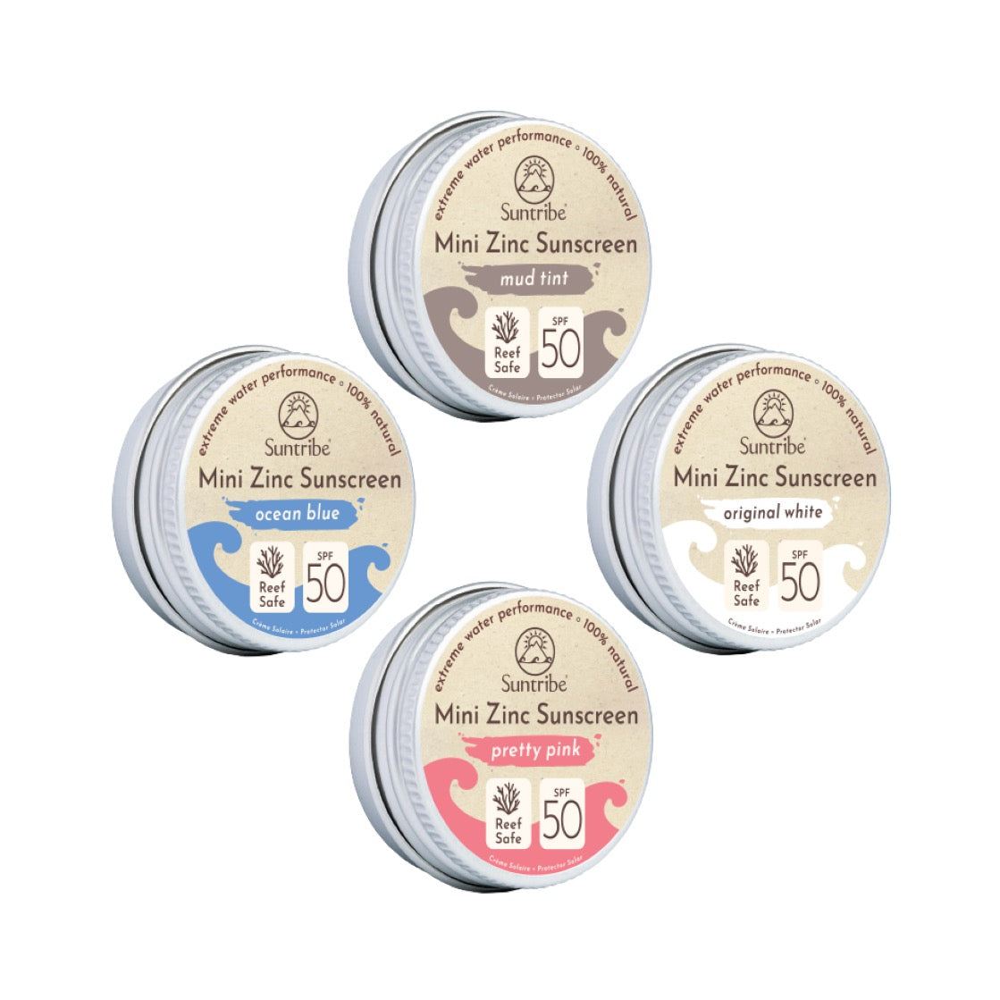 Suntribe Organic Mineral Face & Sport Mini Zinc Sunscreens SPF 50 (15g)