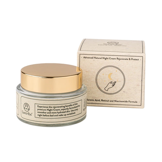 Suntribe Organic Anti-Aging Night Cream Hyaluronic Acid, Retinol & Niacinamide (50ml)