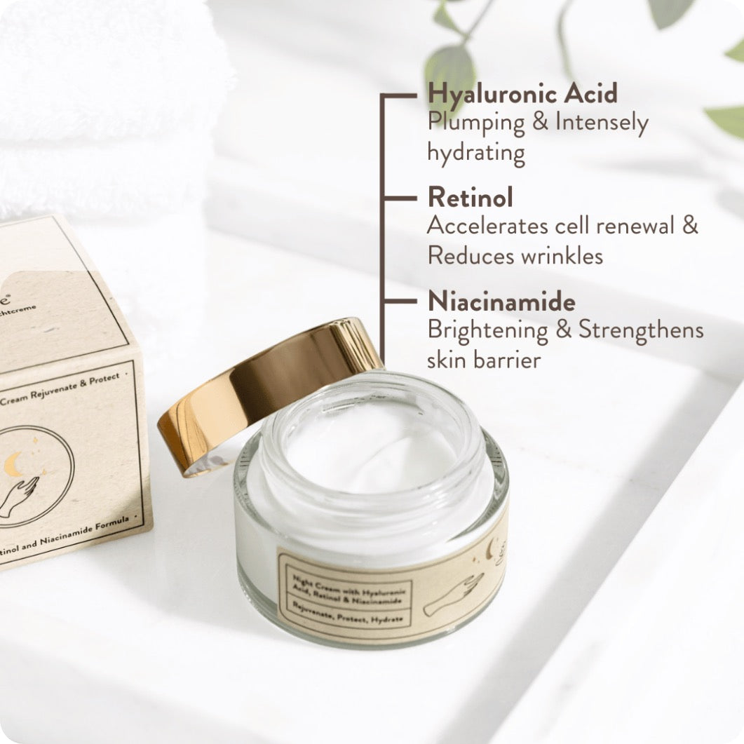 Suntribe Organic Anti-Aging Night Cream Hyaluronic Acid, Retinol & Niacinamide (50ml)