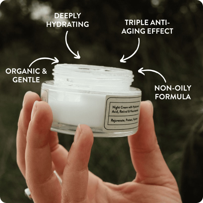 Suntribe Organic Anti-Aging Night Cream Hyaluronic Acid, Retinol & Niacinamide (50ml)