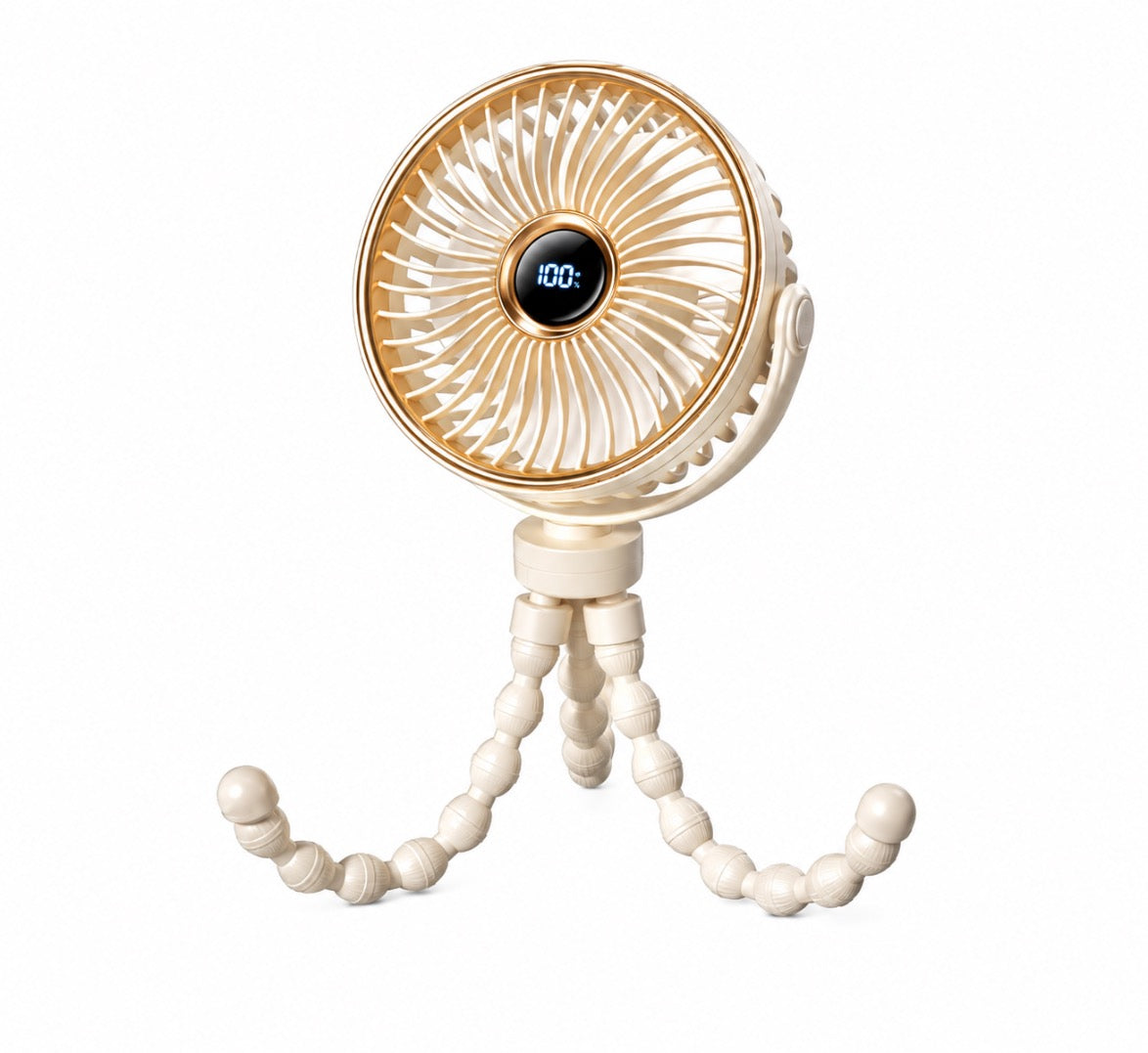 MultiMart Portable Rechargeable Digital Rotating Octopus Fan