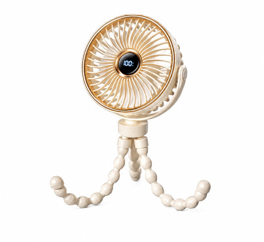 MultiMart Portable Rechargeable Digital Rotating Octopus Fan