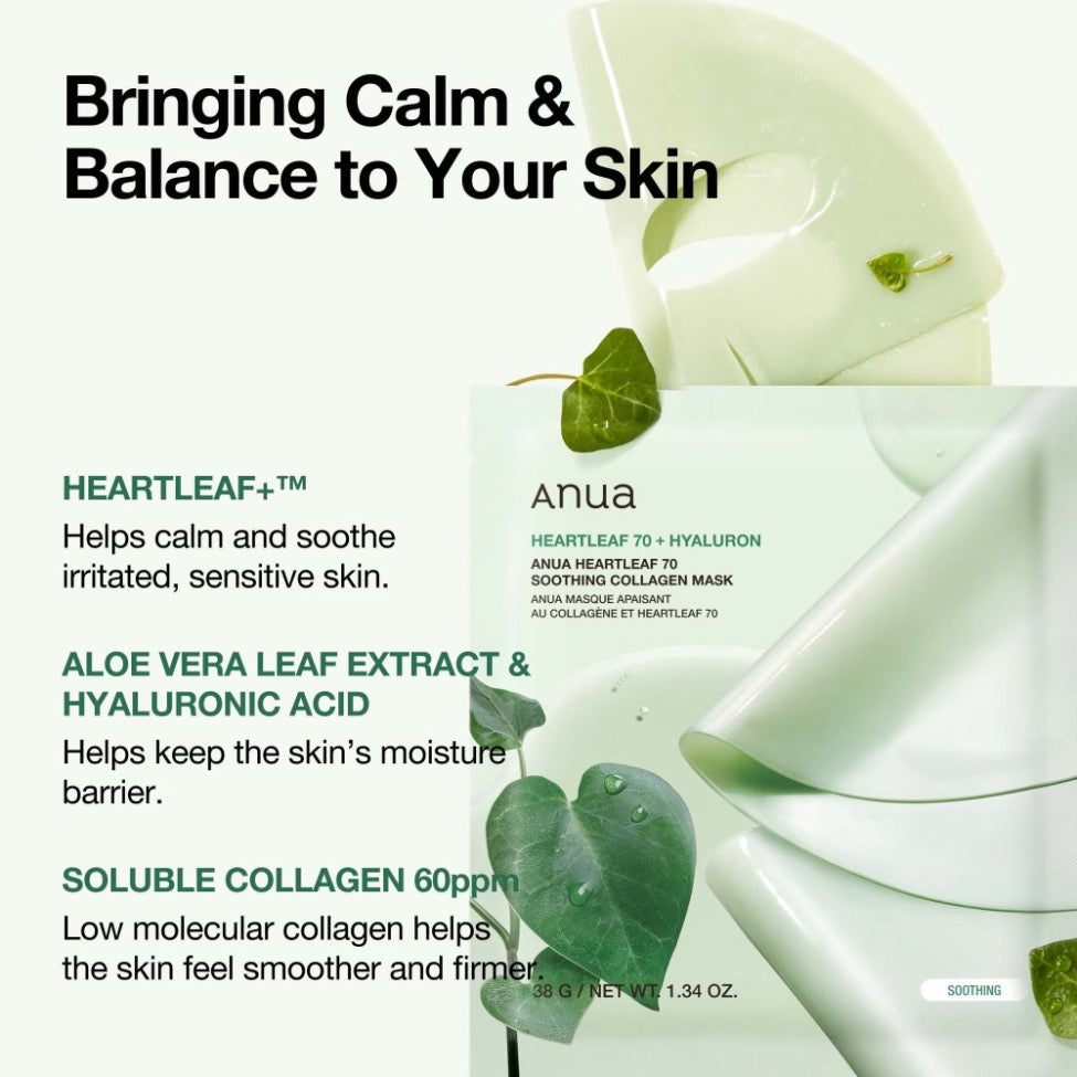 Anua Heartleaf 70 Soothing Collagen Mask (4 sheets)